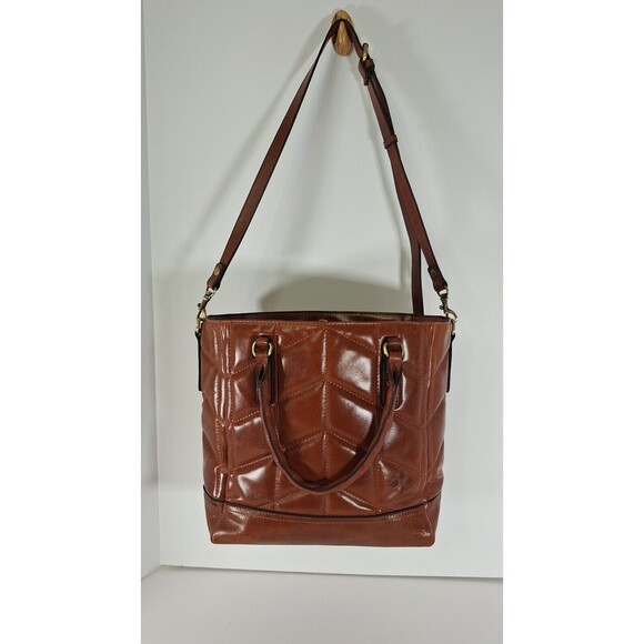 PATRICIA NASH Amber leigh Quilted Leather Tote Shoulder Bag- Cinnamon Boho Chic